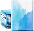 Bubble Mailers 6x10" Blue Watercolor Small Padded Envelopes 100 Pack