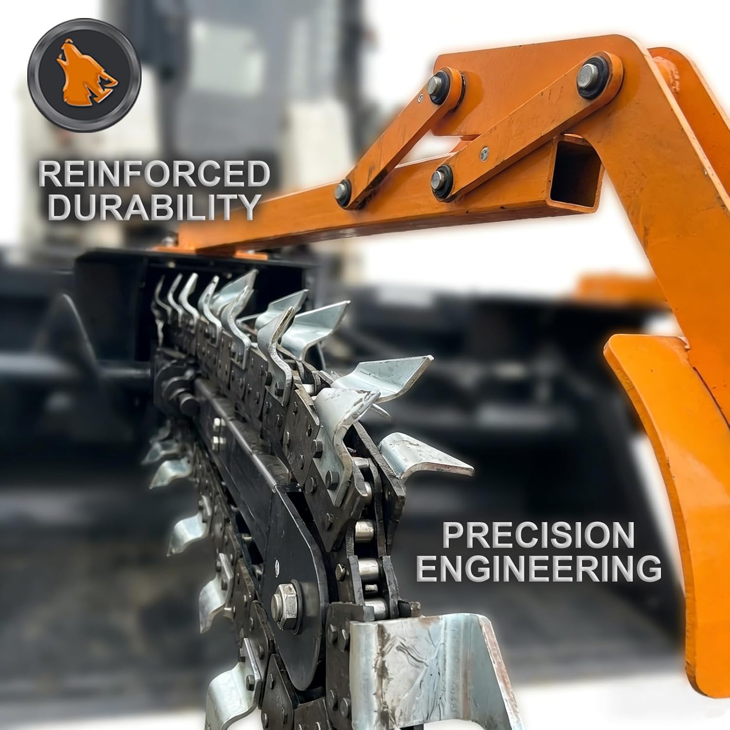 Skid Steer Attachment Trencher/Ditcher - 48"Trenching Depth, 8" Width, 15" Auger, Ideal for Utility & Irrigation