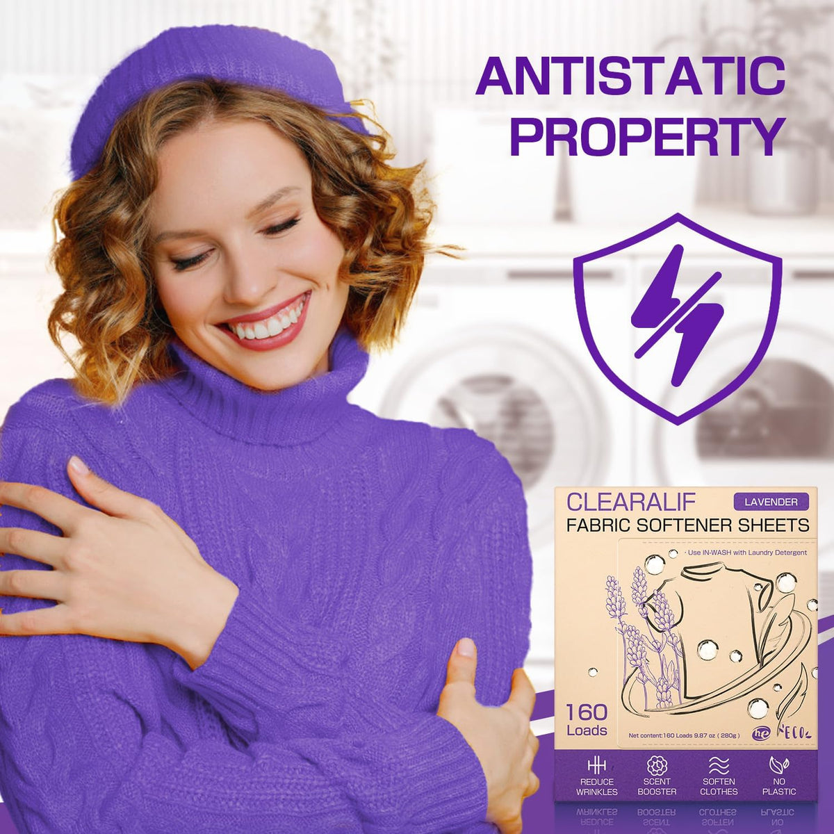 Liquidless Fabric Softener Sheets, Lavender Scent, 160 Loads