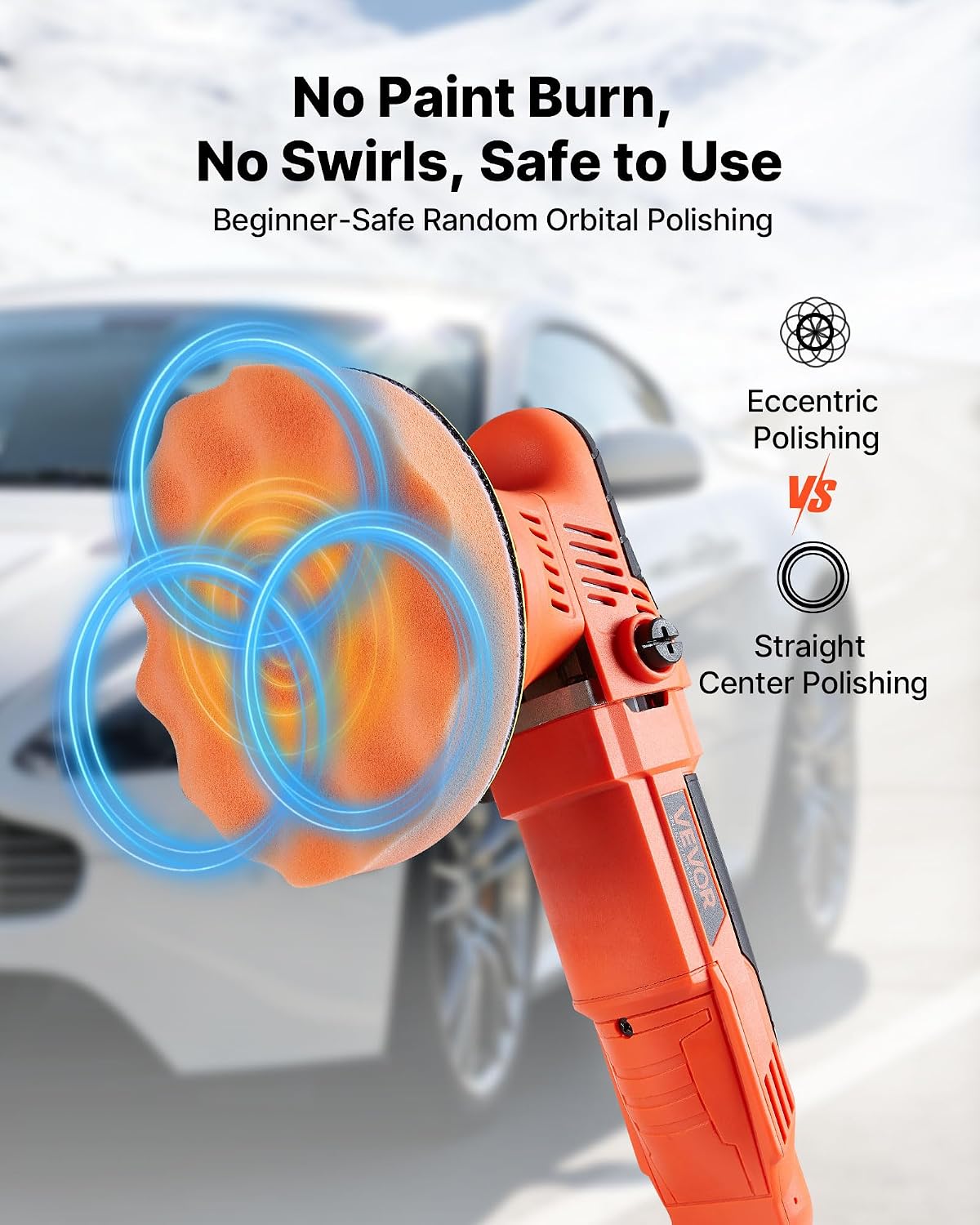 Car Buffer Polisher, 6-Inch Dual Action Polisher Buffer Waxer, 650W 6 Variable Speeds 2000-6800RPM Random Orbital