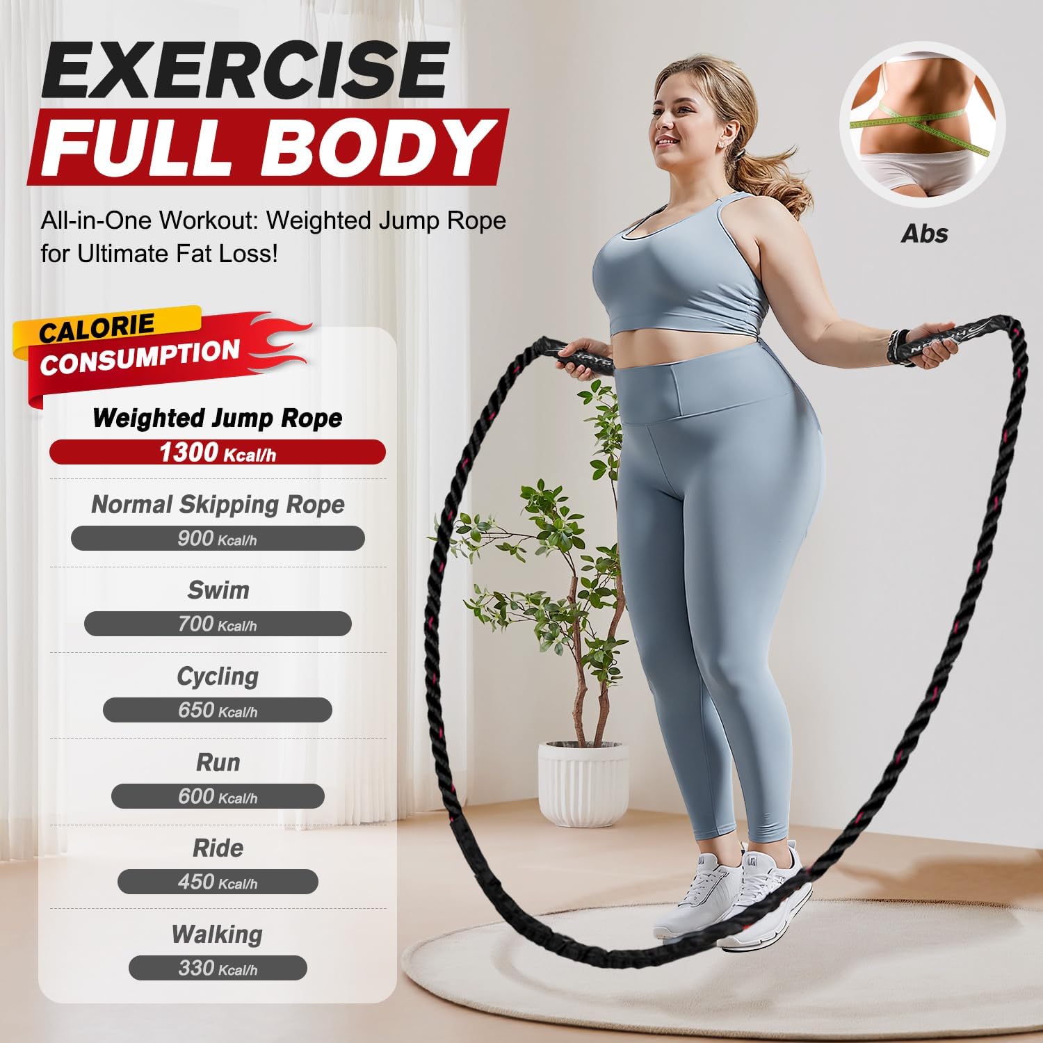 Jump Rope, Weighted Jump Rope for Men women, 2.8lb 3.8lb 5lb Heavy Skipping Rope for Exercise, Adult Jumpropes for