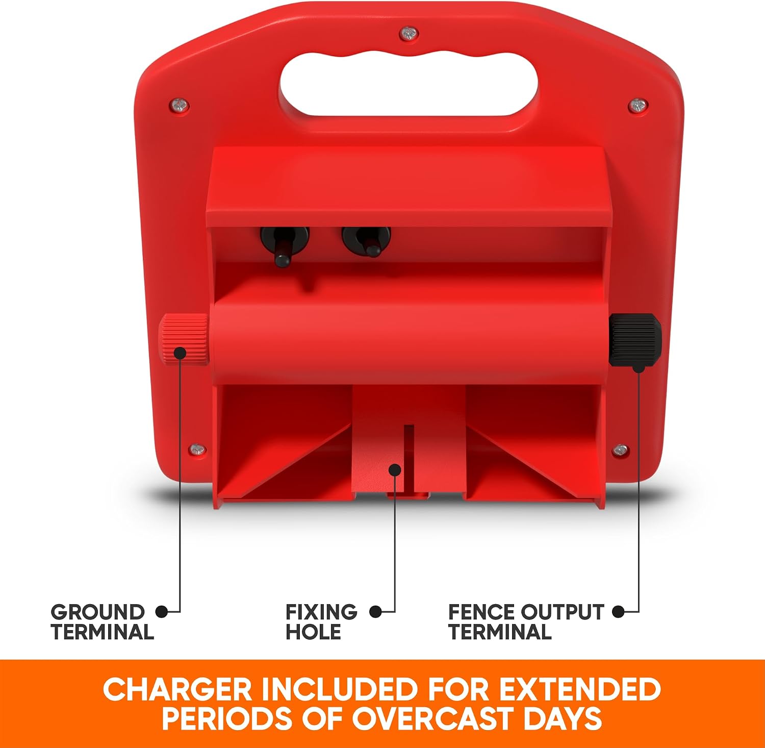 Solar Electric Fence Charger 5 Mile - Solar Powered Energizer for Livestock - Low Impedance Solar Fencer Battery Powered