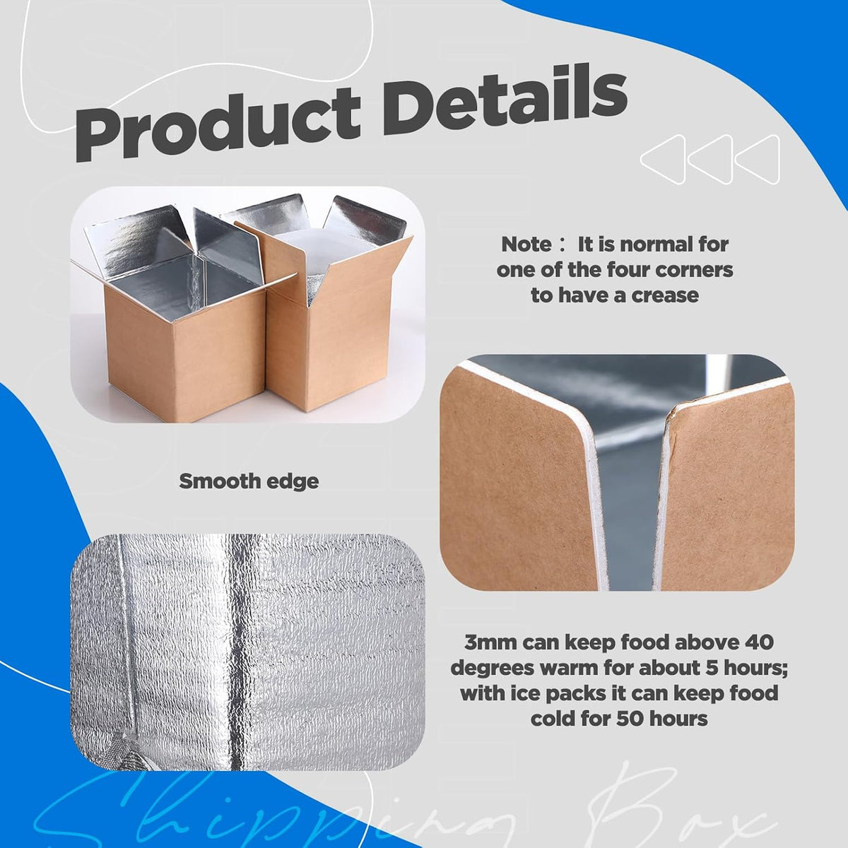 2 Pack Insulated Shipping Box with Aluminum Foil Liner Bags