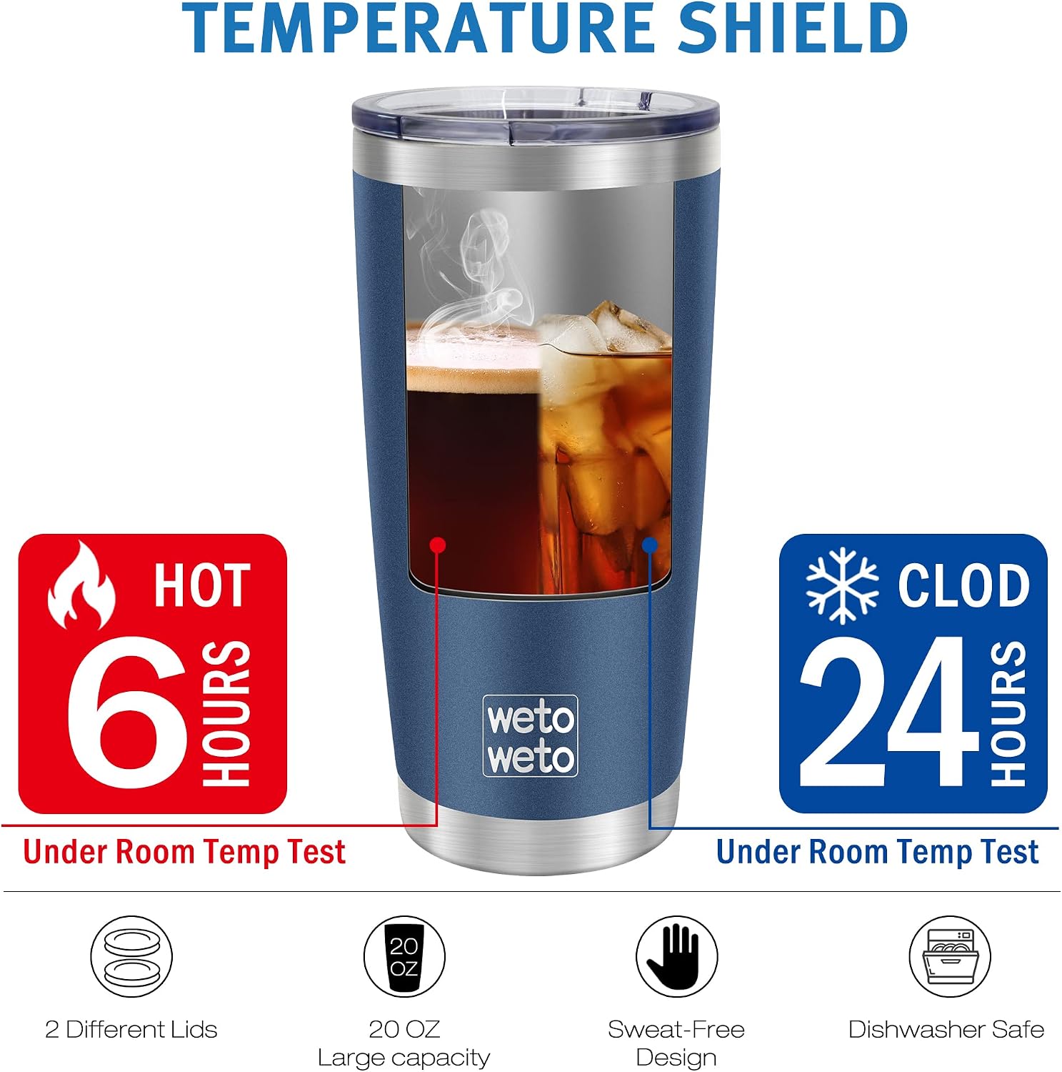 20oz Tumbler, Stainless Steel Vacuum Insulated Coffee Travel Mug, Double Wall Powder Coated Insulated Coffee Mug