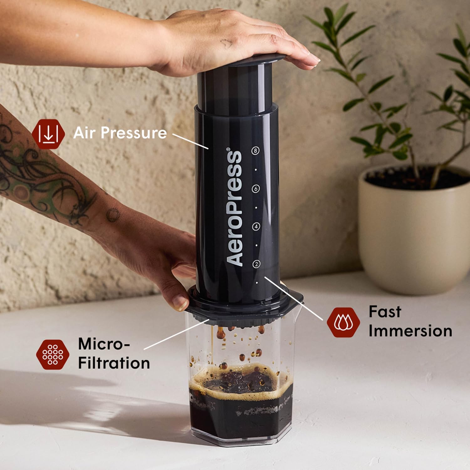 Original XL Coffee Press, All-in-One Large French Press, Pour-Over & Espresso Style Manual Brewer, 2 Min Brew for