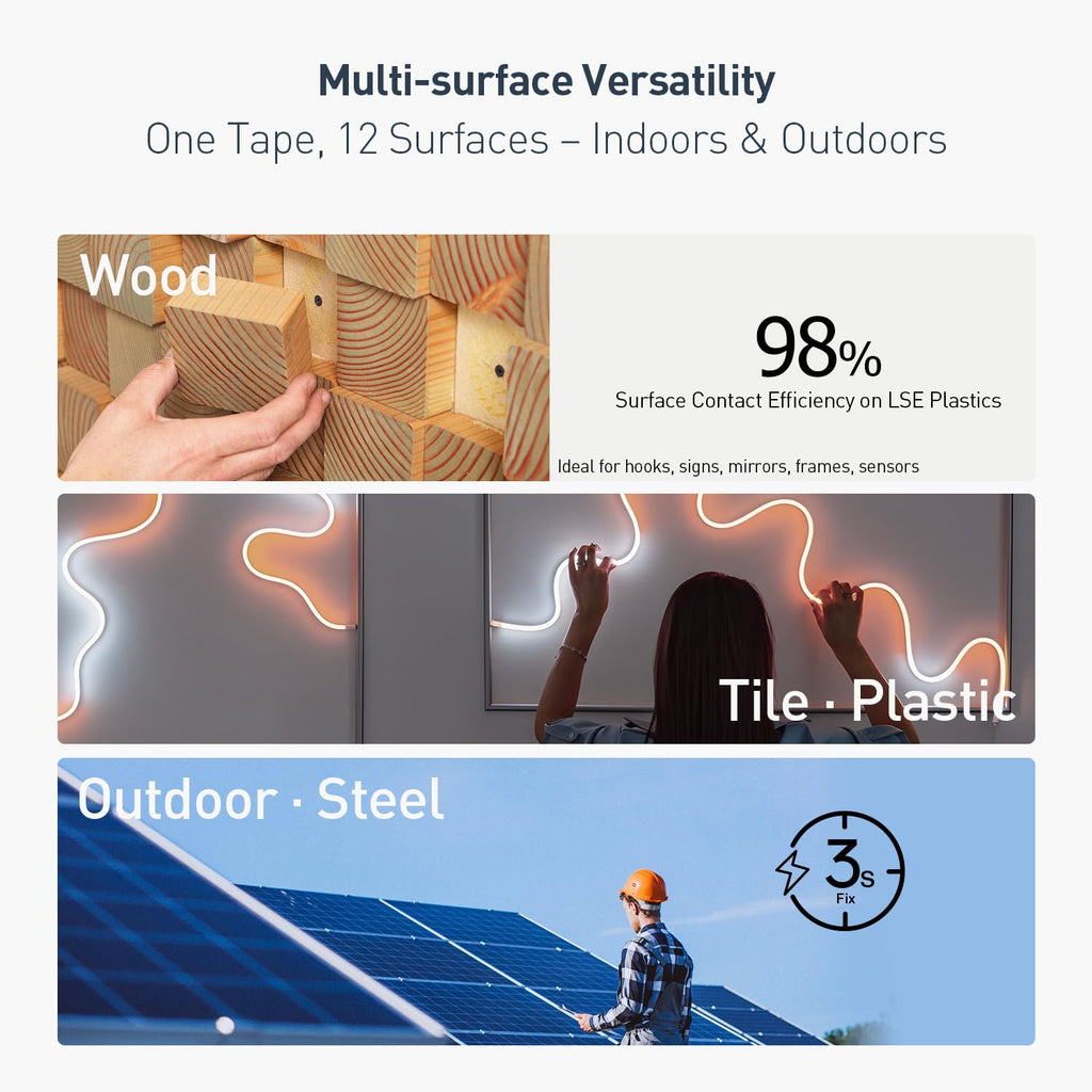 3M Double Sided Tape, 1/2" x 18Ft Foam Tape, 1600TG, Grey
