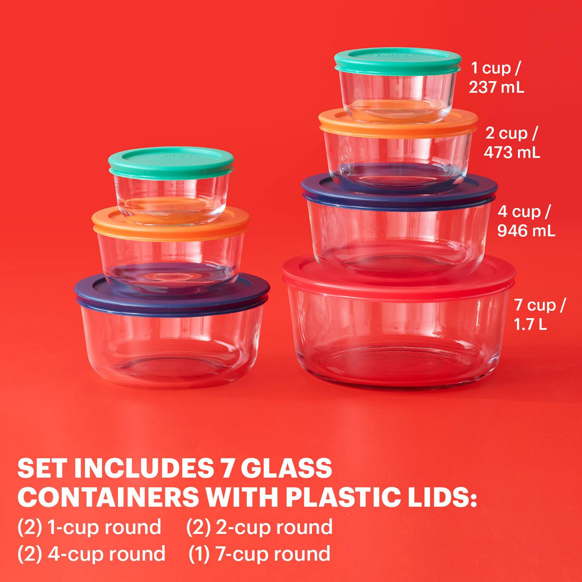 Simply Store (7-Pack) Glass Food Storage Containers Set