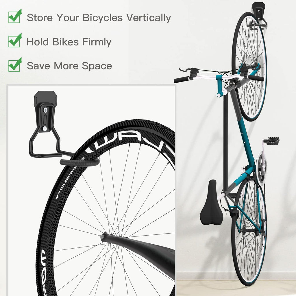 Bike Wall Mount with Fixed Hook, [4 Pack] Bike Storage Rack | Bike Rack Vertical Stand for Garage - Easily