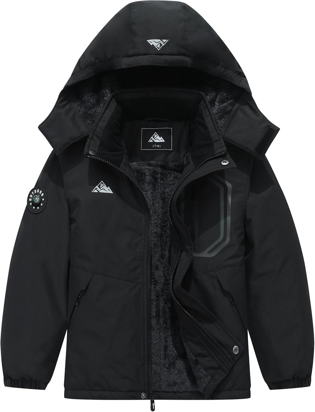 Boy's Winter Ski Jacket Warm Snow Coat Thickened Windproof Hooded | Coat Waterproof Outerwear with Zip Pockets