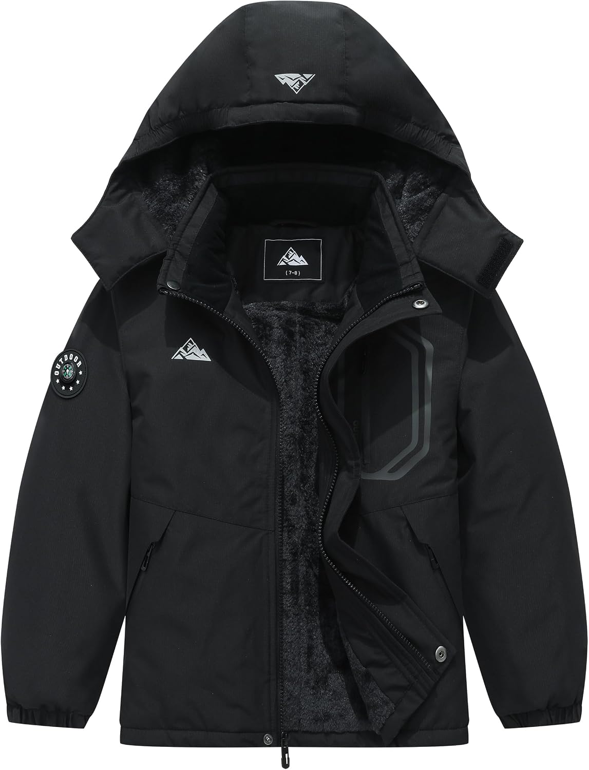 Boy's Winter Ski Jacket Warm Snow Coat Thickened Windproof Hooded | Coat Waterproof Outerwear with Zip Pockets