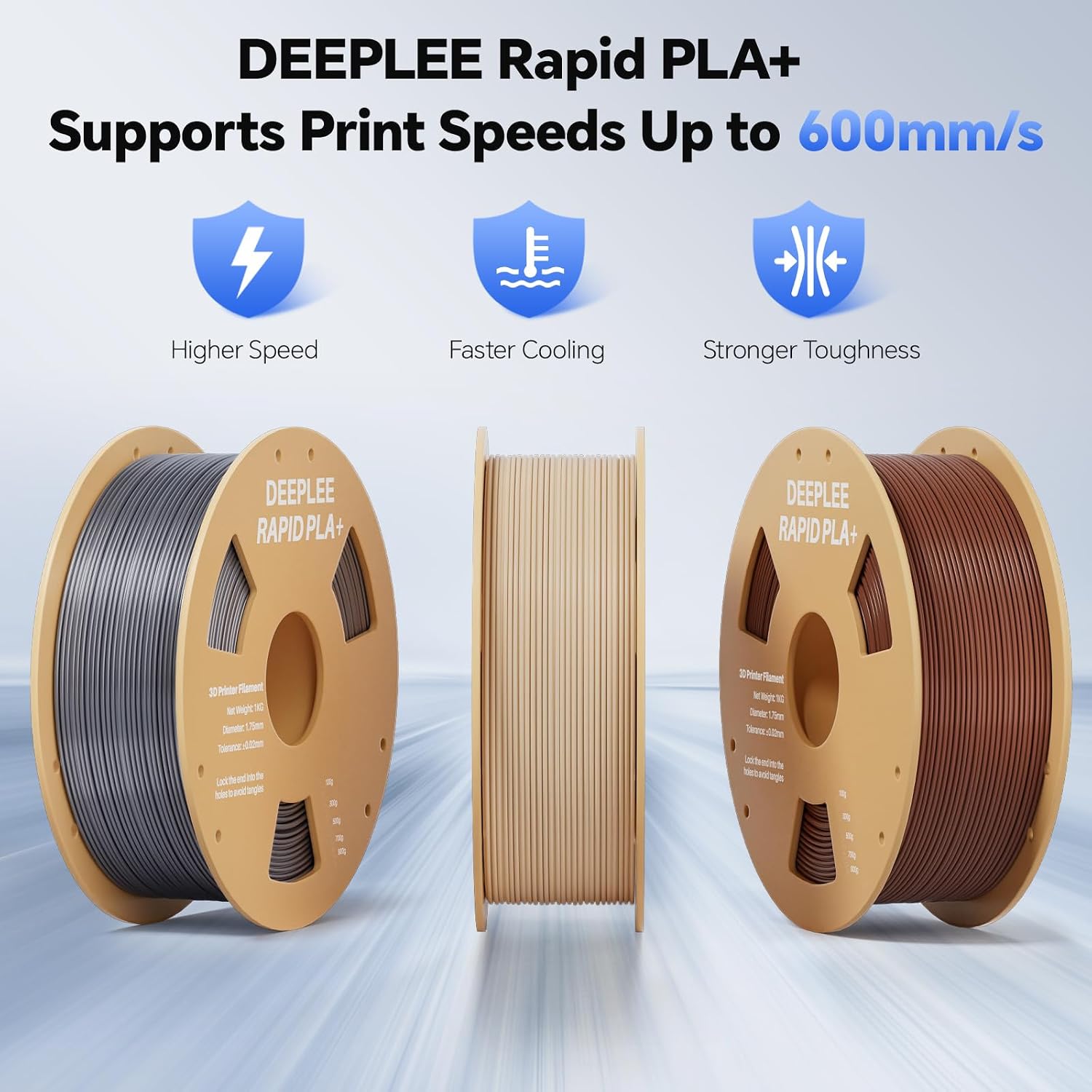Rapid PLA Plus Filament 1.75mm Black 1kg | High Speed 3D Printer Filament Up to 600mm/s, PLA+ Filament Dimensional