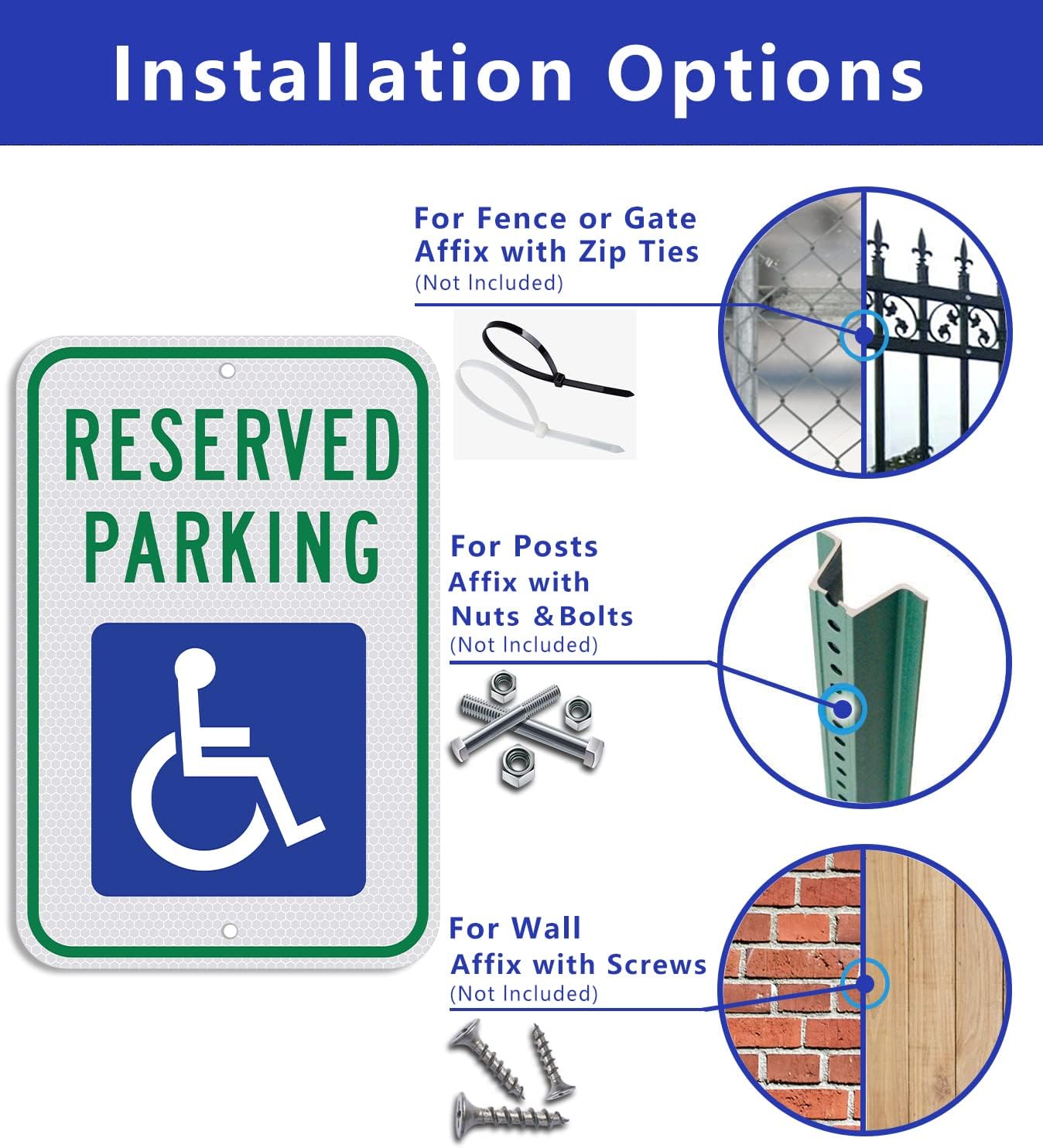 Handicap Parking Sign - 18 x 12 Inch Aluminum With ADA Accessibility Symbol, Reserved Parking, Engineer Grade