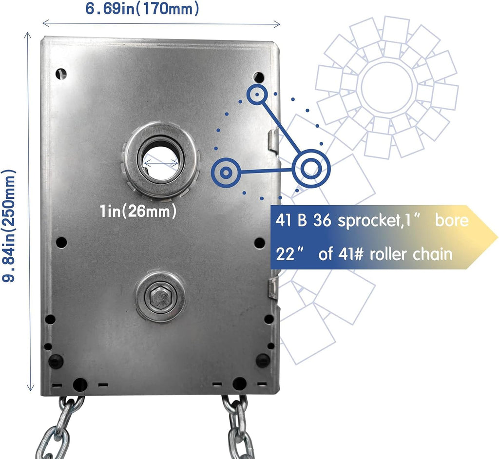 Garage Door Chain Hoist - 4:1 Reduced Drive Heavy Duty Hoist for Roll Up Doors and Jackshaft Garage Door Openers