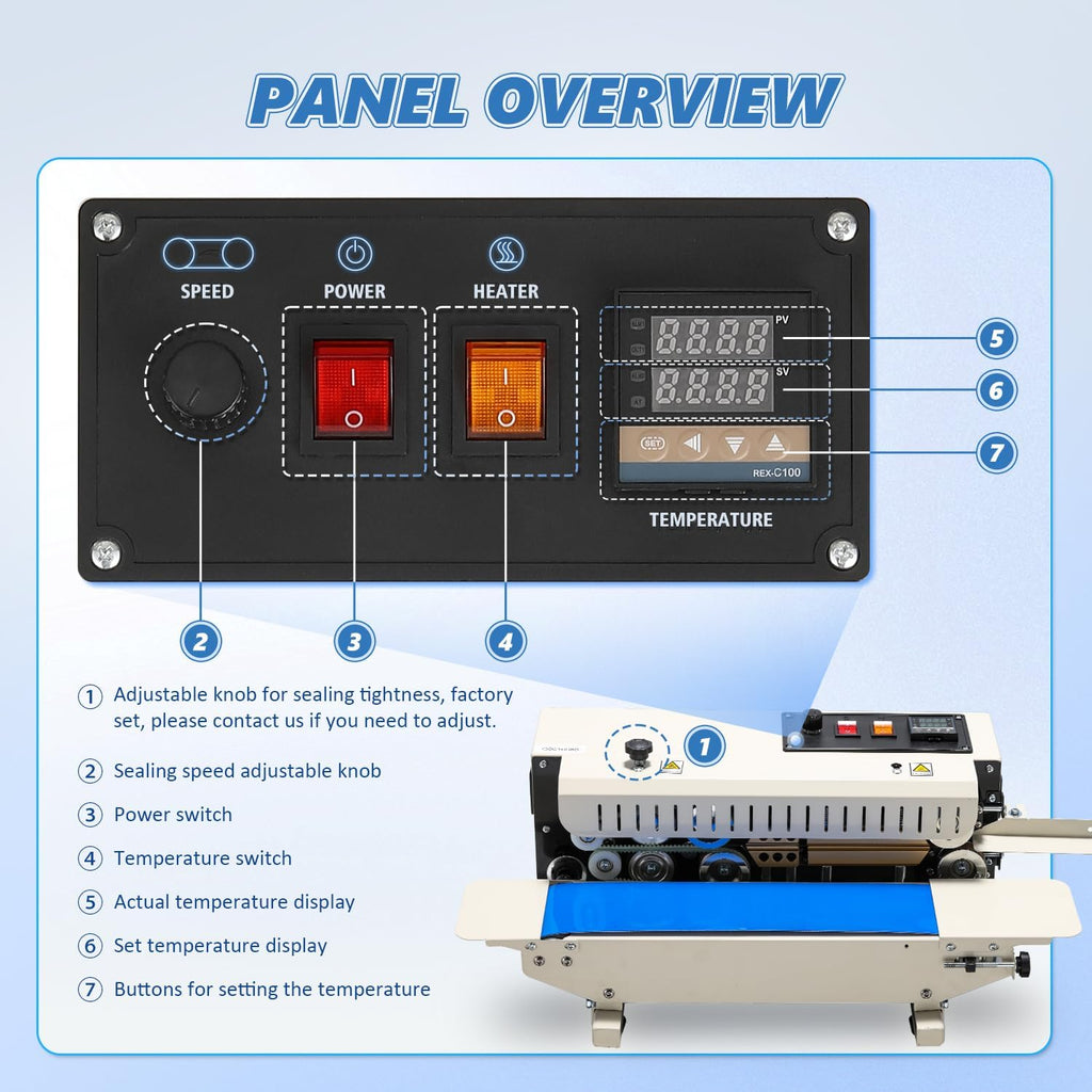 Commercial Heat Sealer Machine, 650W Continuous Bag Band Sealing Machine