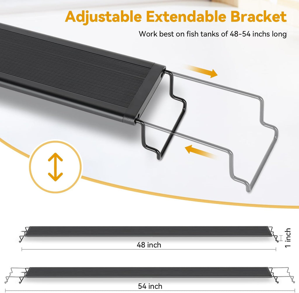 48W LED Aquarium Light, 48-54 Inch Fish Tank Light with Timer Auto On/Off, Sunrise Sunset Mode, Adjustable Brightness