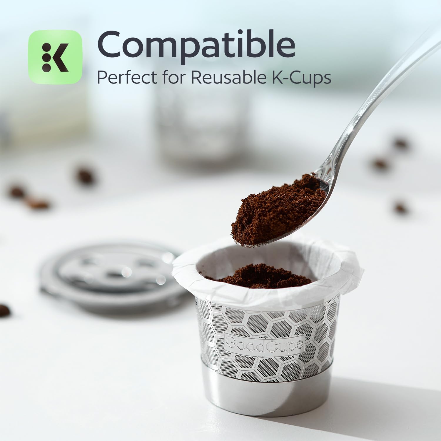 100 Disposable K Cup Filters for Keurig Reusable K Cups, Coffee Paper Liners for Refillable Pods, Smoother Coffee