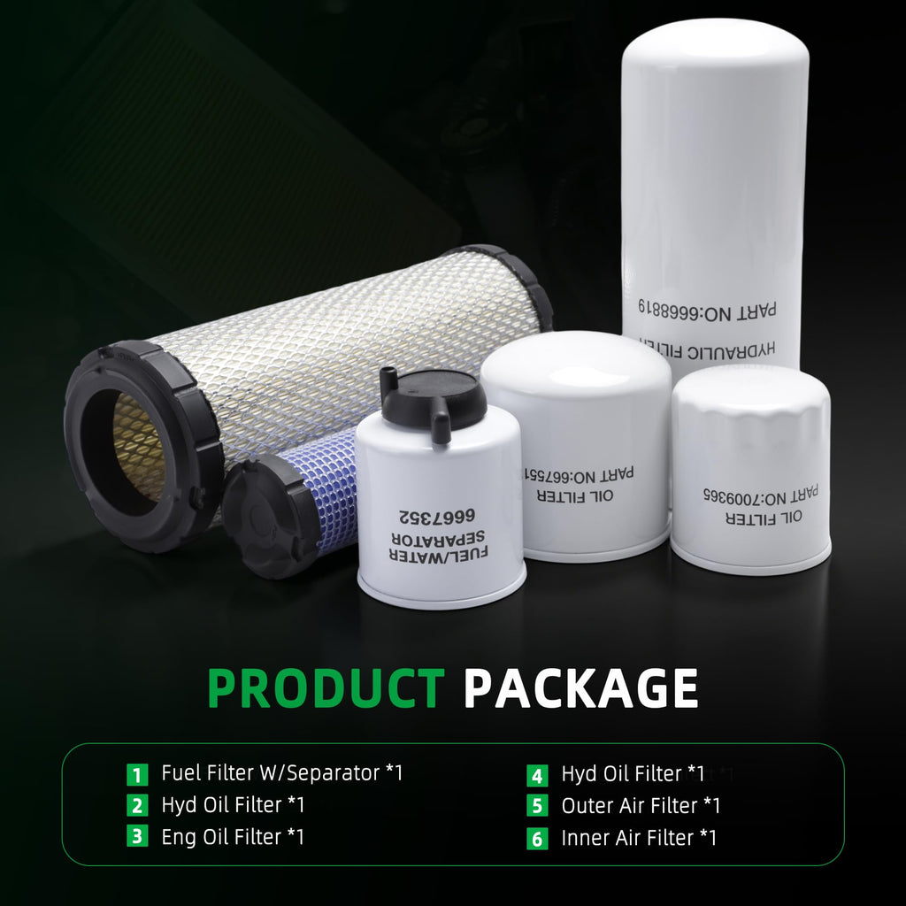 Riyhch 6 Pack 1000/2000 Hour Maintenance Filter Kit for Bobcat Excavators