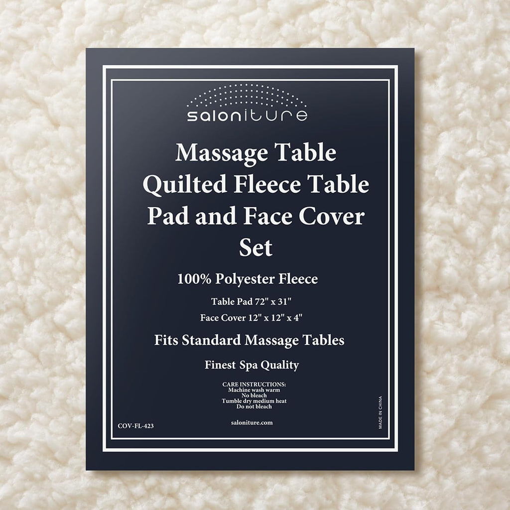 Fleece Reversible Quilted Massage Table Pad & Face Cradle Set - Soft and Comfortable 1/2" Thick Facial Bed and
