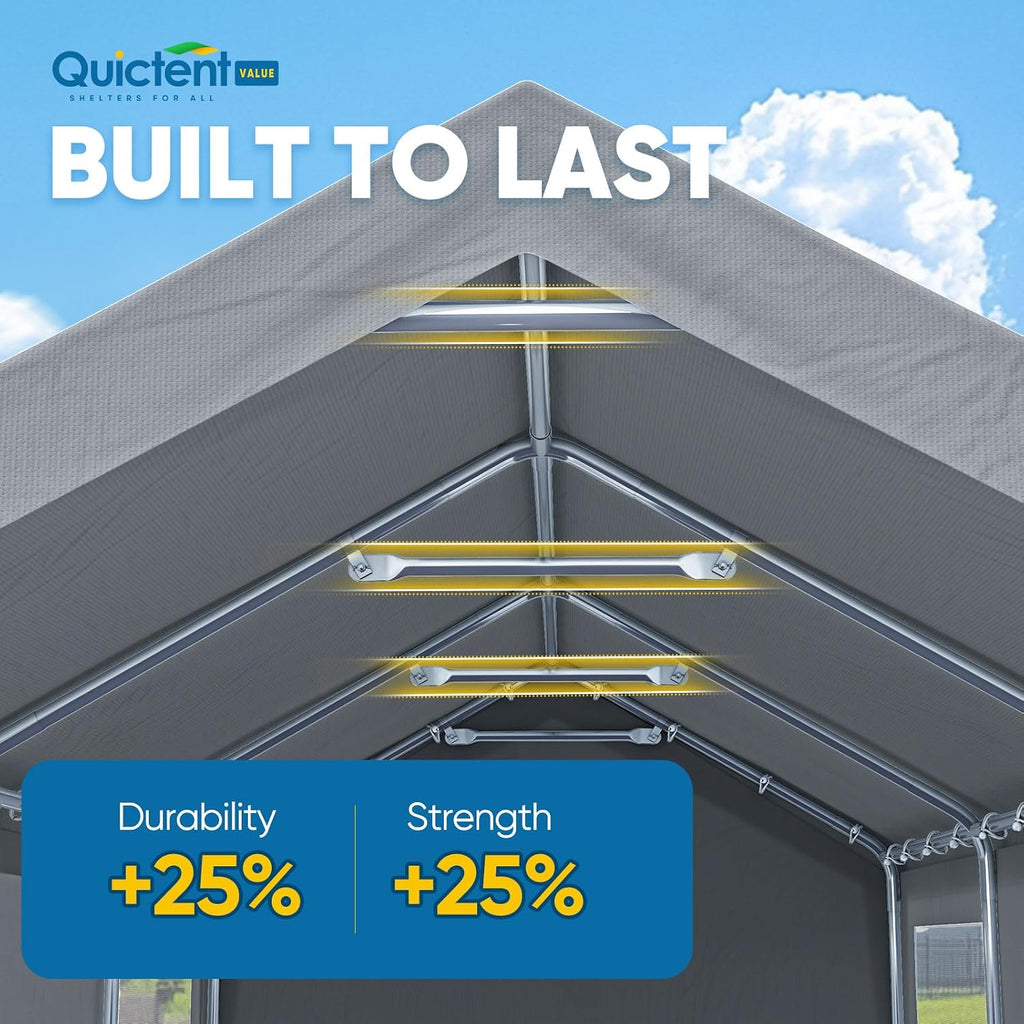 10x20FT Heavy Duty Carport, High-Strength Reinforced Galvanized Outdoor Garage Canopy Tent with Roll-up Ventilated
