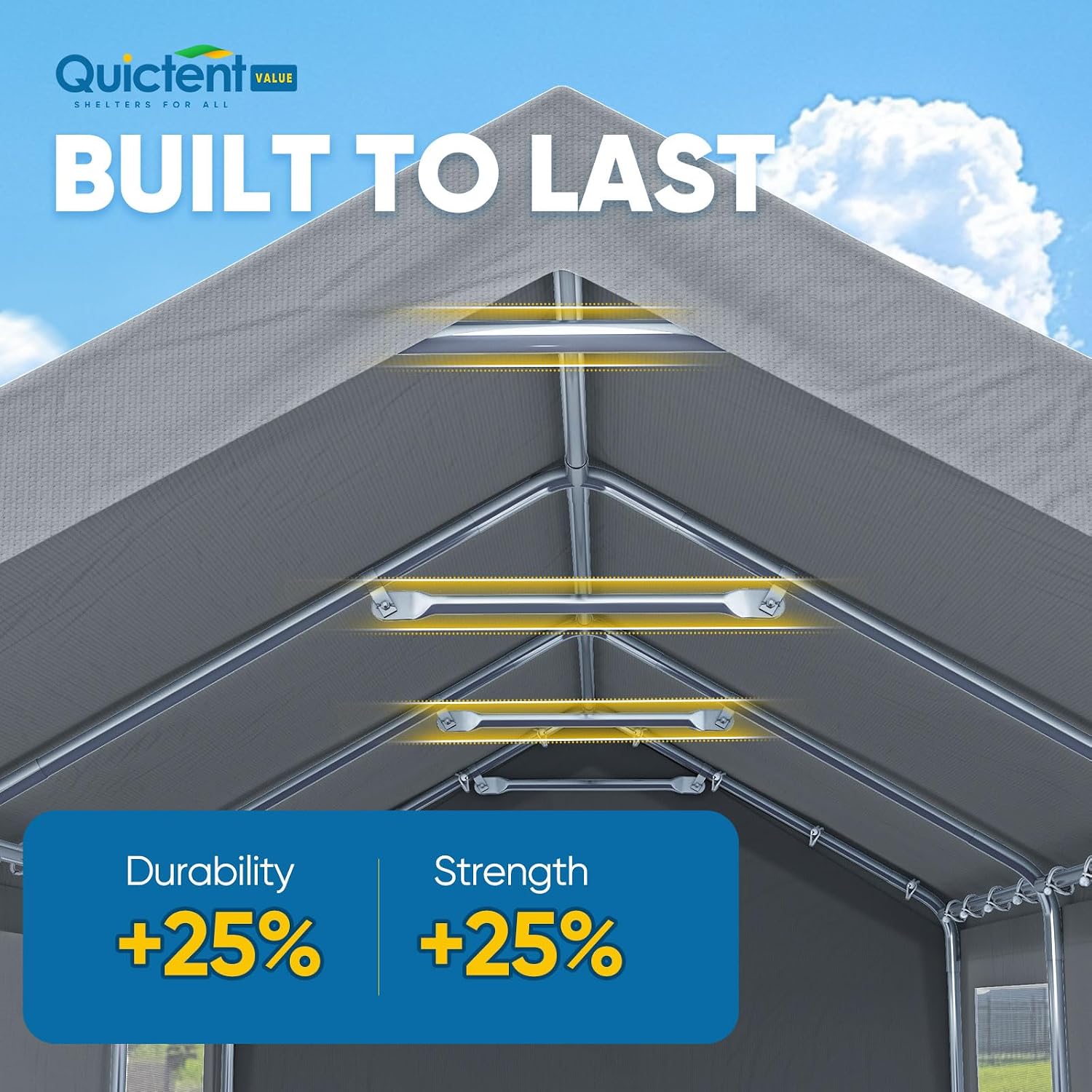 10x20FT Heavy Duty Carport, High-Strength Reinforced Galvanized Outdoor Garage Canopy Tent with Roll-up Ventilated