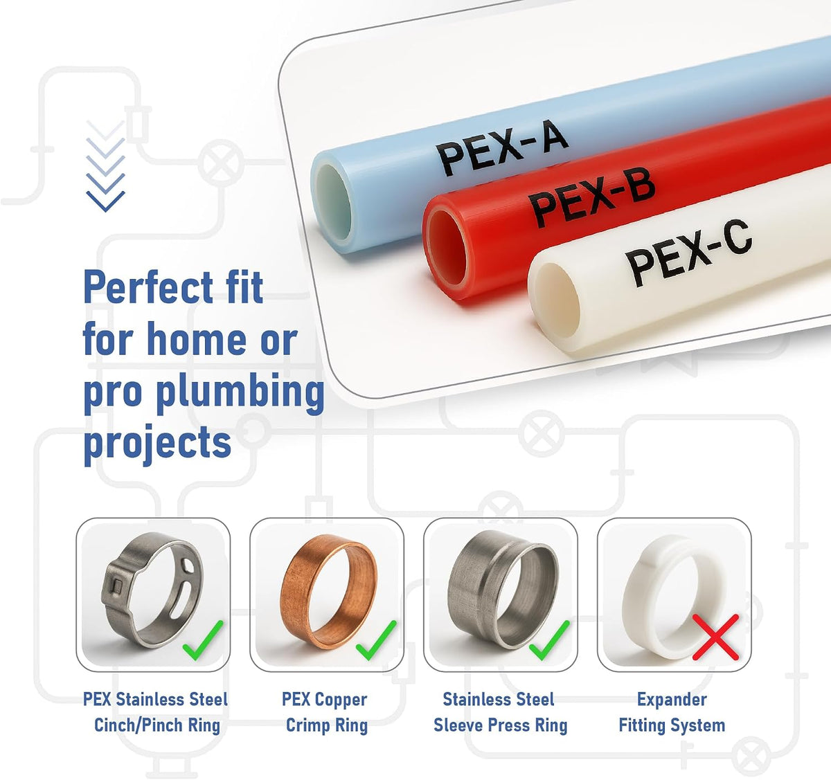 1/2 INCH PEX-B TEE Fittings (12-Pack), Lead-Free Brass, Compatible with Crimp & Clamp Rings for PEX A/B/C Tubing, NSF Certified, Corrosion Resistant Connectors for Water Lines & Radiant Heating