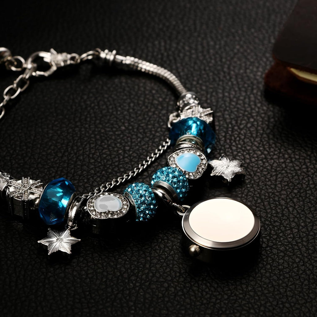 Women's Birthstone Bracelet Watch: Analog Quartz Boho Style Crystal Wristwatch with Adjustable Chain and Elegant
