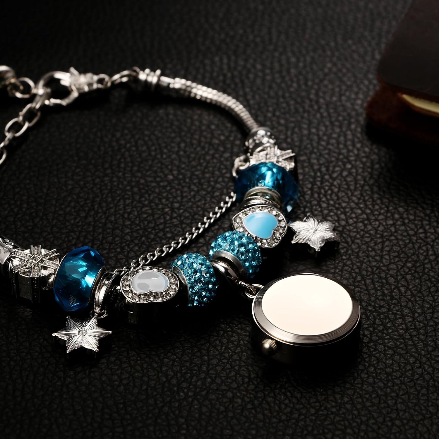 Women's Birthstone Bracelet Watch: Analog Quartz Boho Style Crystal Wristwatch with Adjustable Chain and Elegant