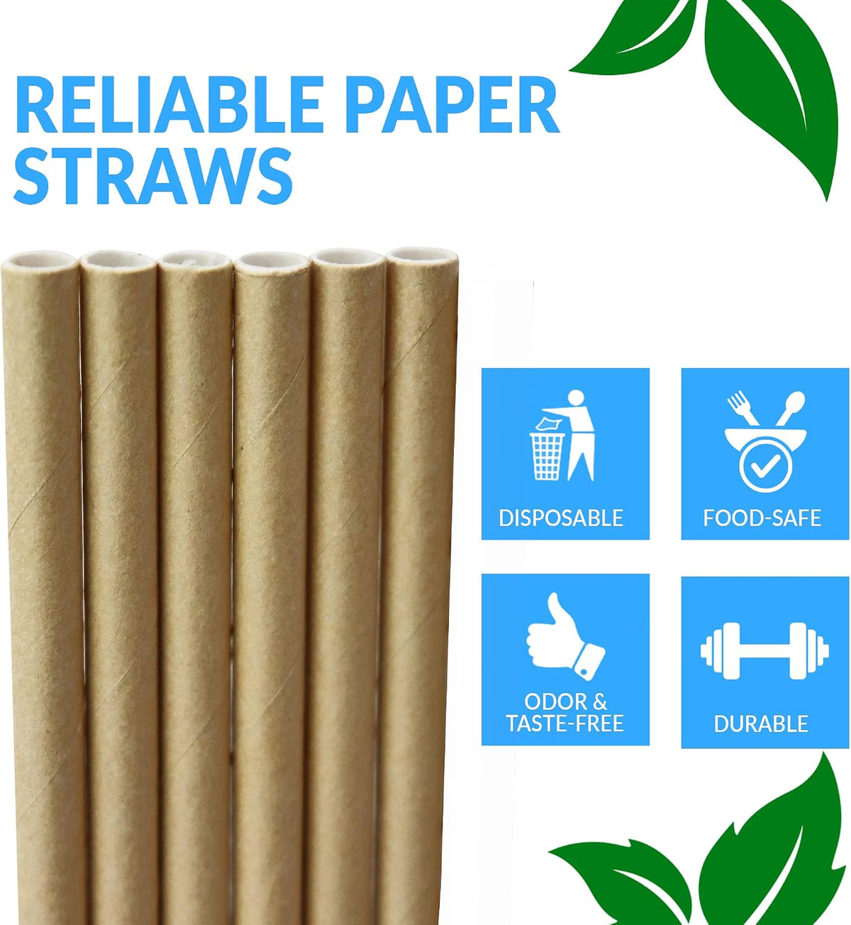 400 Pack Paper Straws (Kraft Brown) | Paper Straws for Drinking