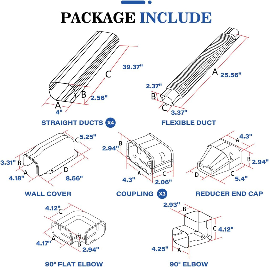 16.5ft Mini Split Line Set Cover 4" PVC for AC & Heat Pump White | Premium PVC & ABS; UV-resistant; snap-on for quick