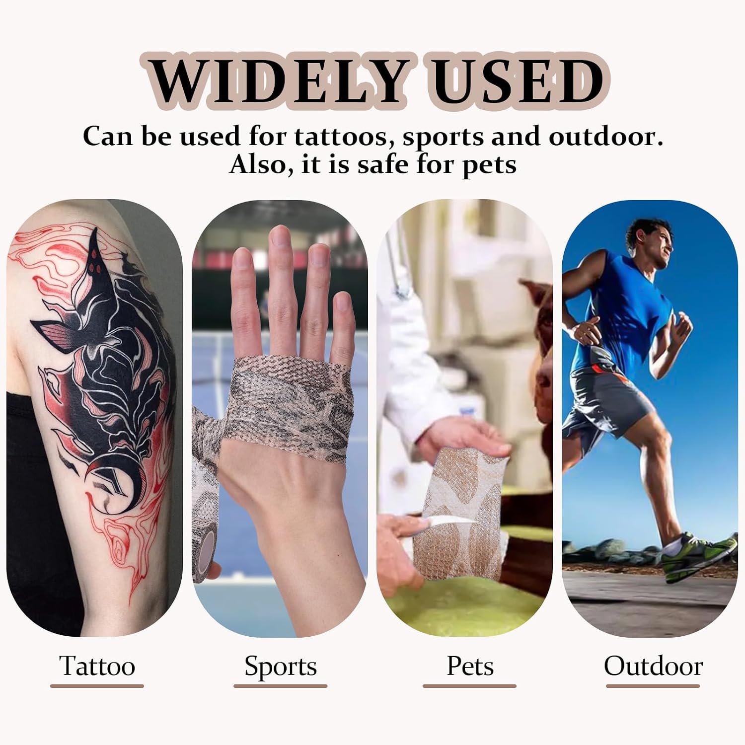 Tattoo Grip Cover Wrap, ATOMUS 6pcs 2”x 5 Yards Disposable Tattoo Tube Tape Wrap Elastic Self-adhesive Bandage Rolls