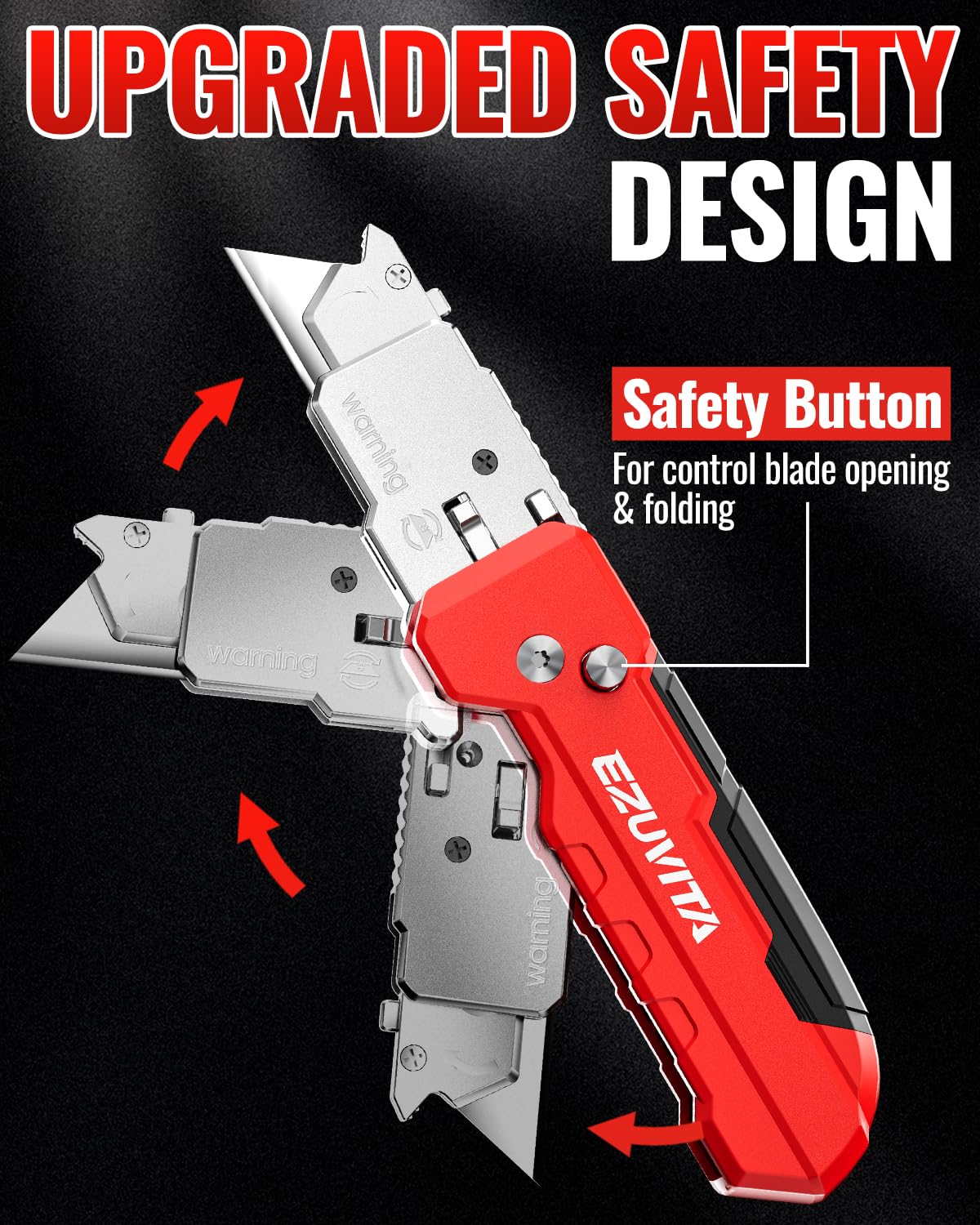2-in-1 Folding Utility Knife & Scraper with 13 SK5 Blades