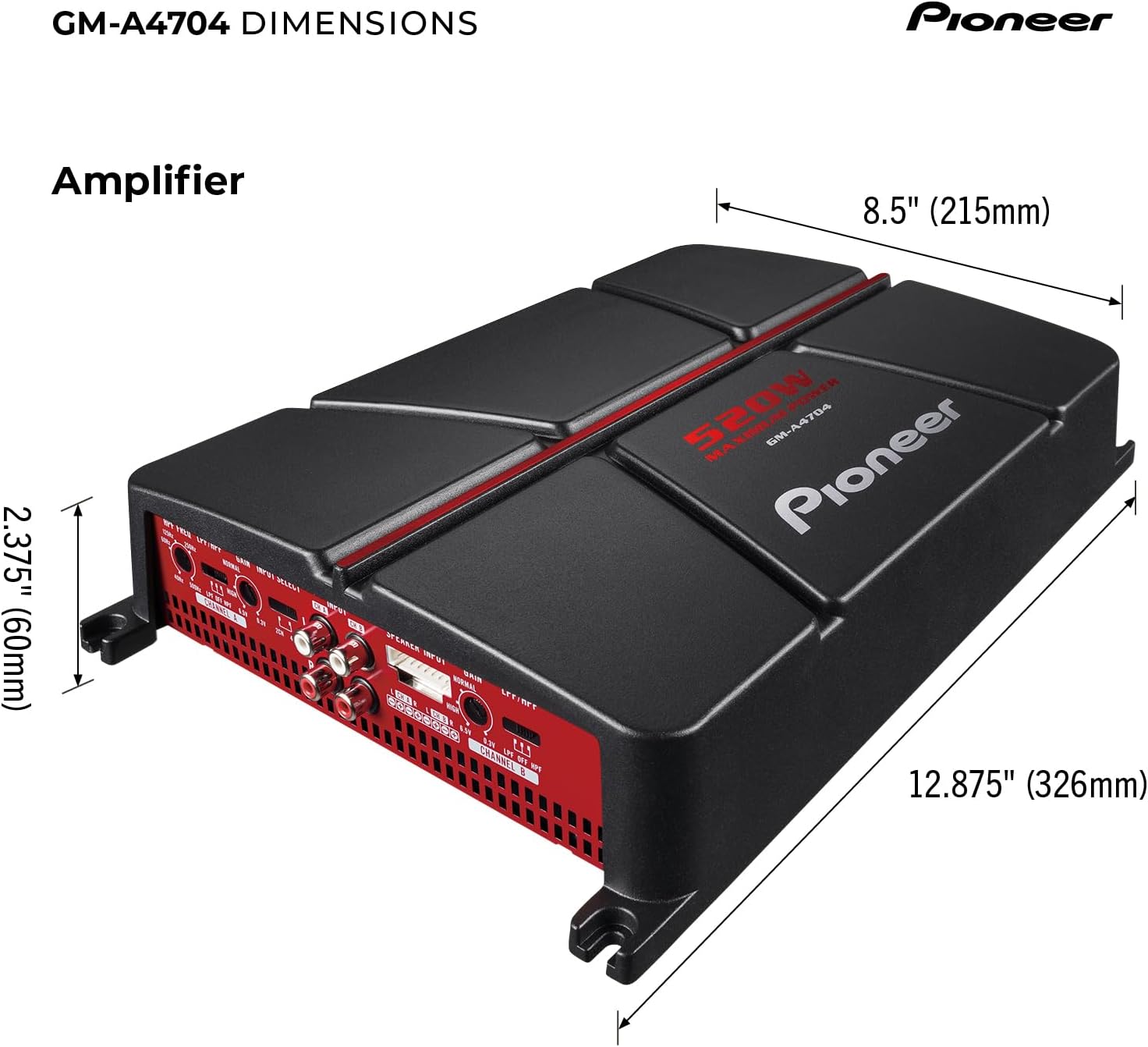 GM-A4704 520W Max Class AB Bridgeable 4-Channel Car Amplifier | Variable High-Pass Filter
