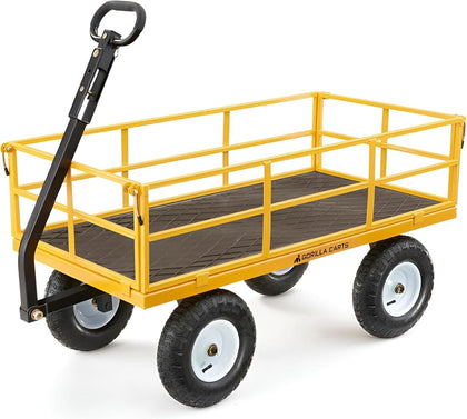 Heavy Duty, All Terrain Garden Wheelbarrow, 1200 Lb, Yellow - Foldable Wagon, Gardening Equipment for Yard, Lawn, and