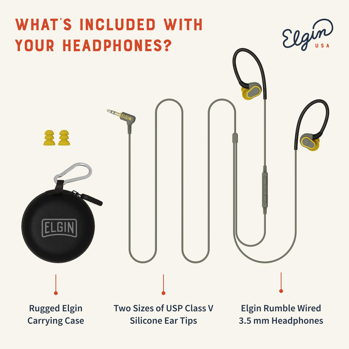 Rumble Wired Earplug Headphones with mic, in-Ear Earbuds