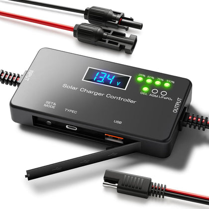 12V 20A PWM Solar Charge Controller with LCD for LiFePO4 AGM Gel Battery | 12V Intelligent Solar Panel Battery