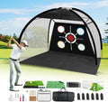 Golf Net, Pro-Grade 10x7 FT Practice Net Kit with 2-in-1 Replaceable Non-Slip Turf Mat, Golf Driving Nets for