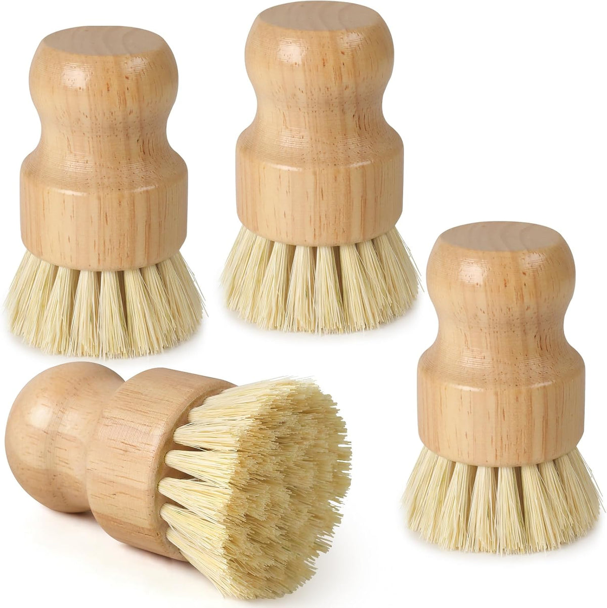 Bamboo Dish Brush, Natural Scrub Brush, 4 Pack Set