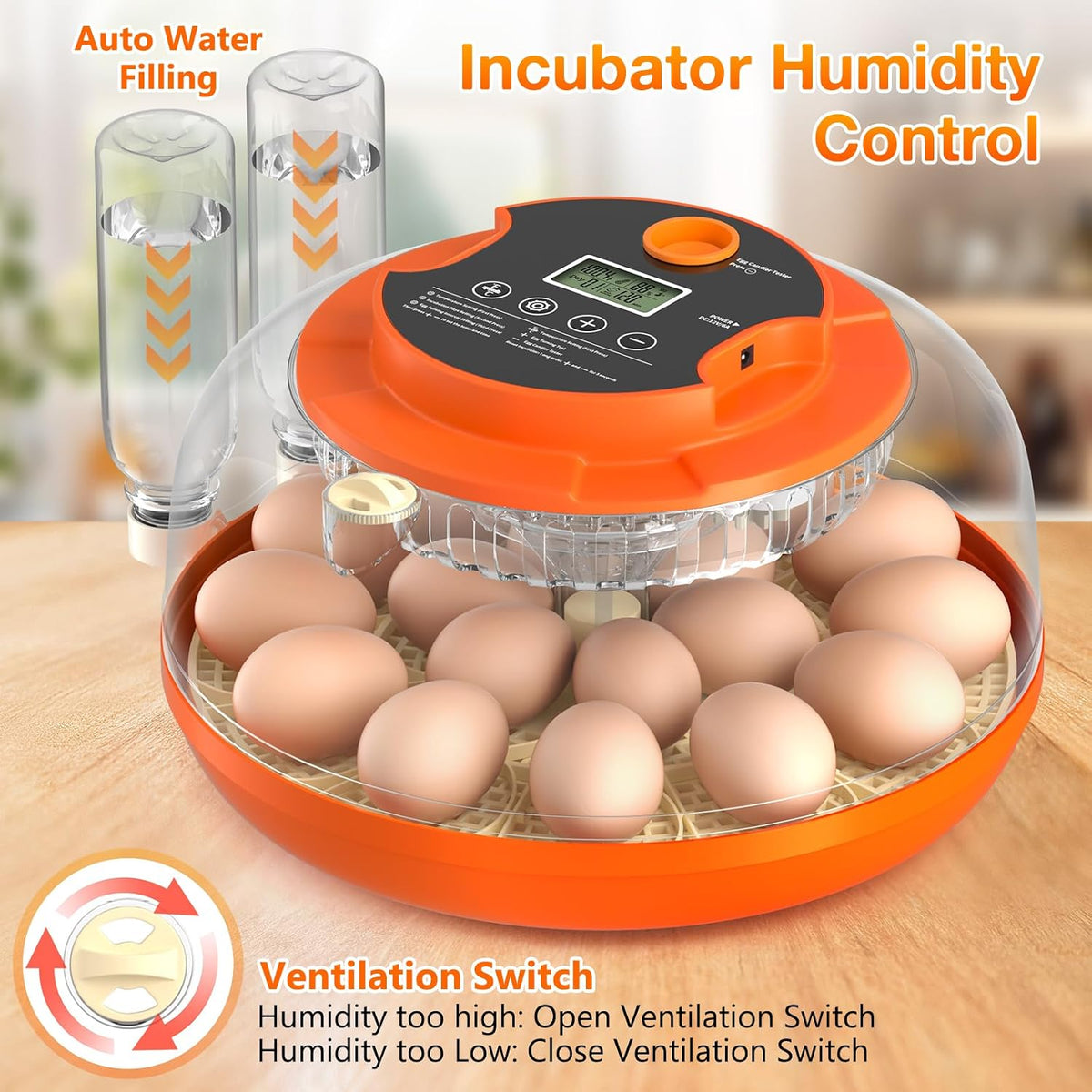 Egg Incubators for Hatching Eggs, 18 Egg Incubator with Automatic Egg Turning and Humidity Control Incubator for