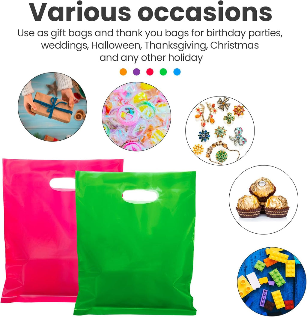 400 Pcs Shopping Bags with Handle Bulk 12 x 15 Inch, Multicolor
