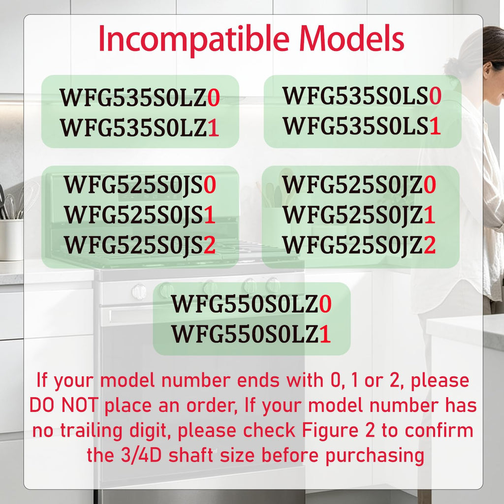 Sieri WFG535S0LZ4 WFG535S0LZ5 WFG535S0LS4 Knobs for Whirlpool Stove(3/4D)