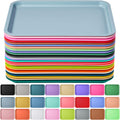 24 Pcs Plastic Fast Food Trays Bulk Colorful Restaurant Serving Trays Cafeteria Rectangular Plastic Serving Platter