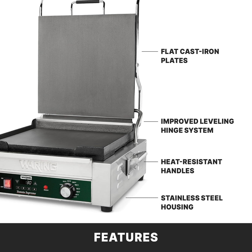 Panini Press with Programmable Timer, 14" x 14" Cooking Surface