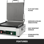 Panini Press with Programmable Timer, 14" x 14" Cooking Surface