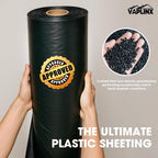 6 Mil Black Plastic Sheeting 10x25 FT – UV Protection Poly Sheeting Polyethylene Film, Black Plastic Rolls for