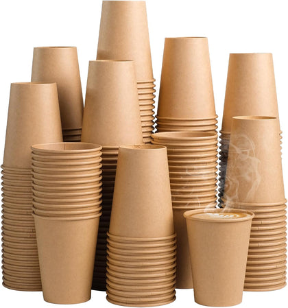 300 Pack 12 oz Kraft Paper Cups, Unbleached Disposable Coffee Cups
