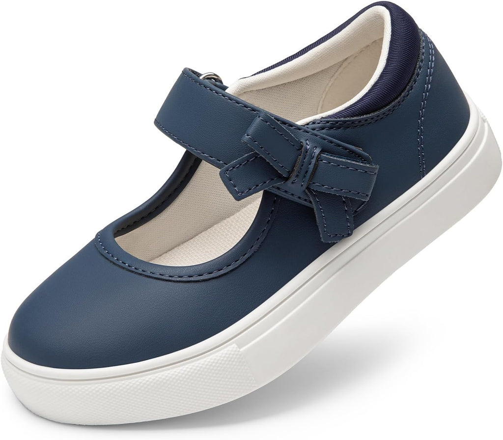Girls Mary Jane Shoes Kids School Uniform Flats | Girls Mary Jane Sneakers, Hook-And-Loop, Easy On/Off, Safe