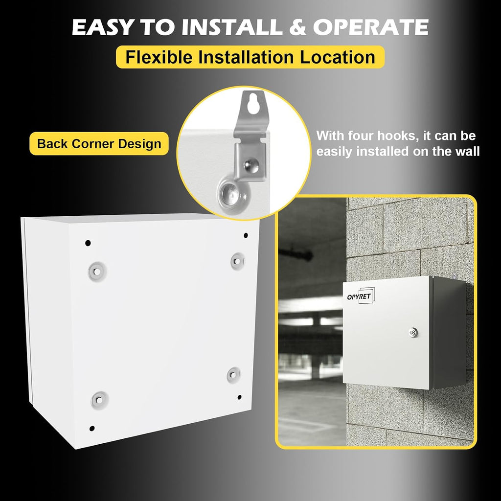 Electrical Junction Box, 12"x10"x8" NEMA Steel Enclosure P66 Waterproof & Dustproof Outdoor/Indoor Electrical Project Box with Mounting Plate