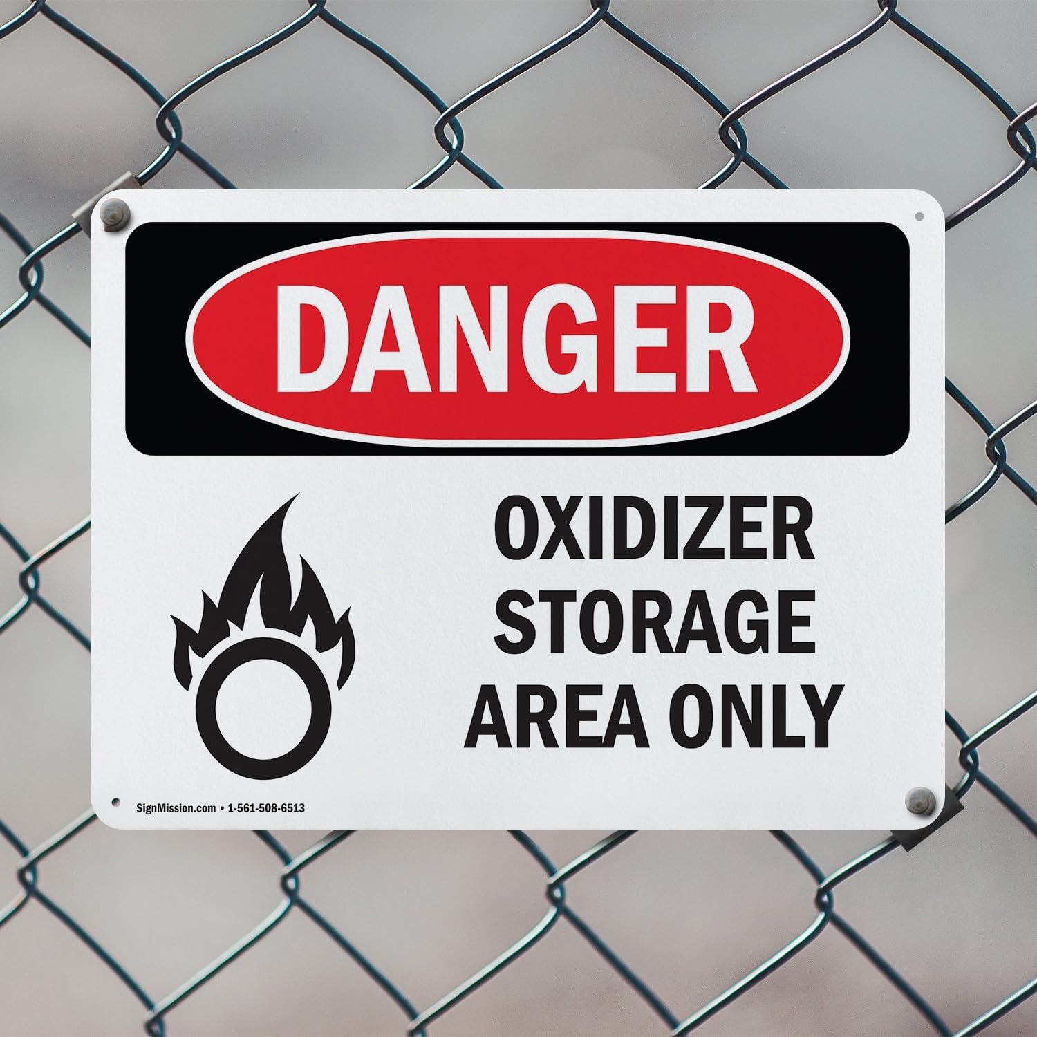 (2 Pack) Oxidizer Storage Area Only OSHA Danger Sign 14 Inch X 10 Inch Plastic Sign, Weather Resistant, UV Protected
