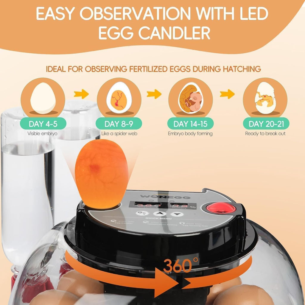 Series II - 12 Egg Automatic Incubator for Beginners, Smart Adaptive Humidity (Dual-Bottle) & Auto Temp Control, Auto