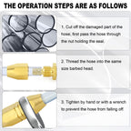 ChillWaves Brass Air Reusable Replacement Fitting,Reusable Hose Splicer 1/4" ID Hose（1/4" Barb）Repair Fitting(5-PACK)